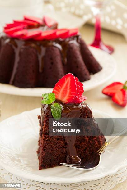 Chocolate Cake With Strawberries Stock Photo - Download Image Now - Bakery, Baking, Brown