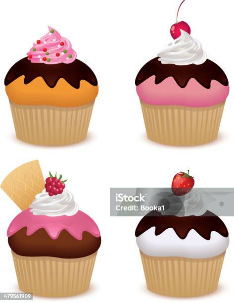 Cupcakes Vecteurs libres de droits et plus d'images vectorielles de Collection - Collection, Crème sucrée, Muffin