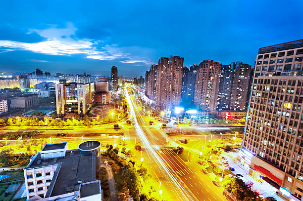 istock light trails on the modern building background in shanghai china 479562118
