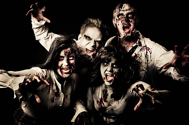 group of zombies stock photo
