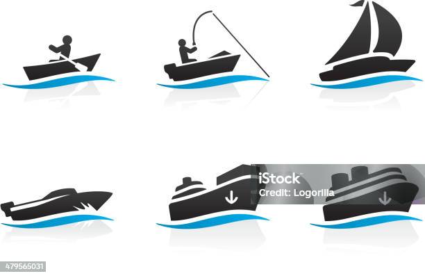 Ilustración de Iconos De Barco y más Vectores Libres de Derechos de Embarcación marina - Embarcación marina, Lancha motora, Buque de carga