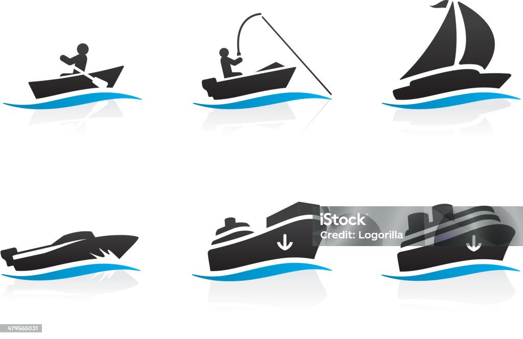 Icônes de bateau - clipart vectoriel de Transport nautique libre de droits