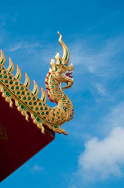 istock Na-ga on temple roof and blue sky 479566830