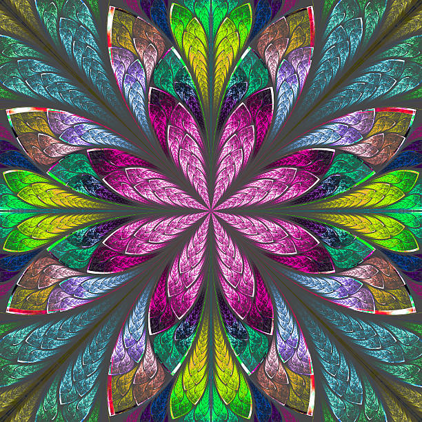 istock Multicolor beautiful fractal in stained glass window style. 479568393