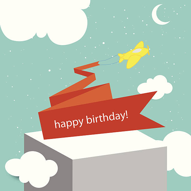 ilustrações de stock, clip art, desenhos animados e ícones de feliz aniversário cartão - birthday airplane sky anniversary