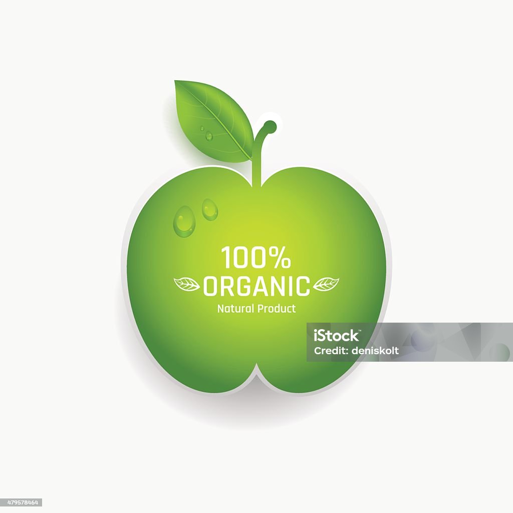Organic Apples Sticker Apple Label Stock Illustration - Download Image Now - 2015, Abstract ...