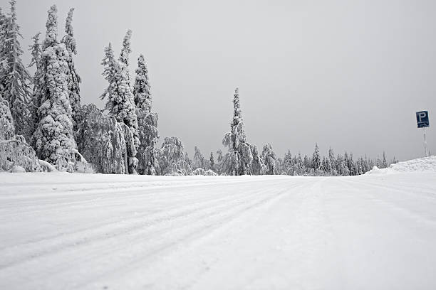 데인저러스 인공눈-덮힘 로드쇼의 핀란드에 스톡 사진