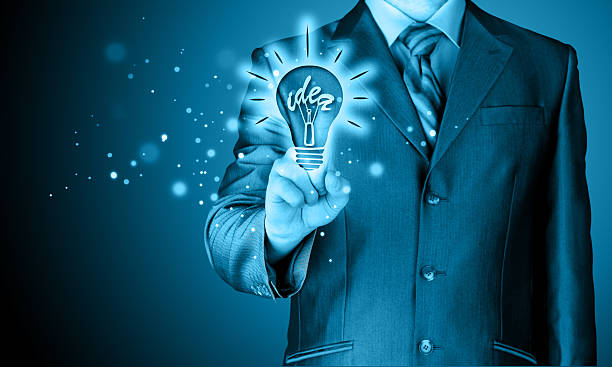 istock Business man touching light of idea 479581617