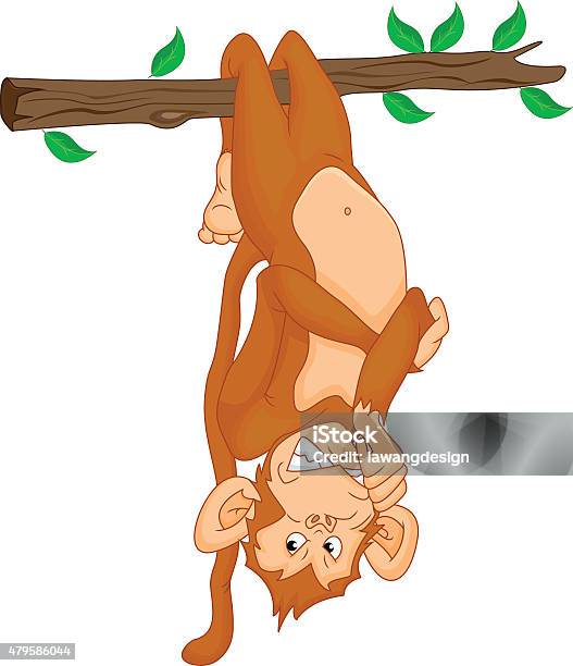 Cute Monkey Cartoon Hanging Stock Illustration - Download Image Now - 2015, Activity, Animal