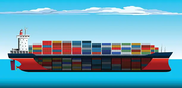 Vector illustration of Container Ship Section
