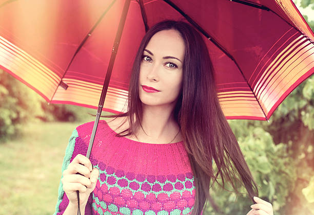 Rainy day, sad mood, the woman with an umbrella