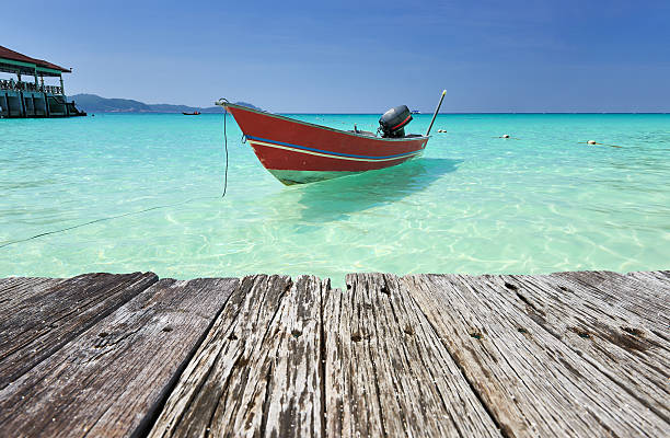 istock Beautiful beach with motor boat 479586934