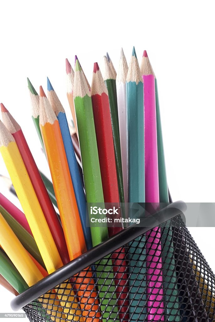 Colourful Pencils Colourful pencils in container Art Stock Photo