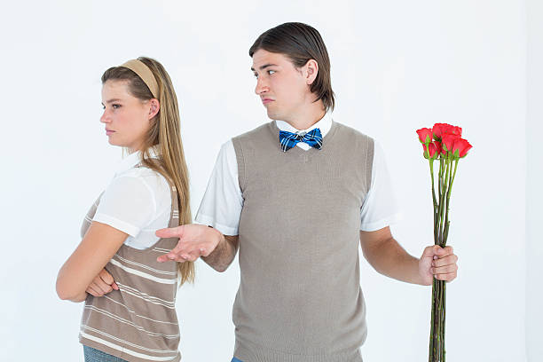 istock Geeky hipster couple not talking after argument 479590298