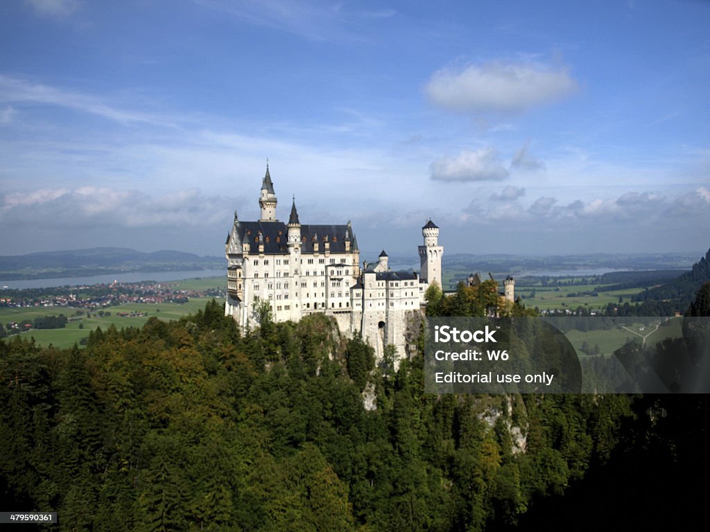 Neuschwanstein Castle Fuessen, Germany - September 22, 2011: Neuschwanstein castle in Germany was built by Bavarian king Ludwig II in 19th century.  It's one of the most famous attractions in Germany. Baroque Style Stock Photo