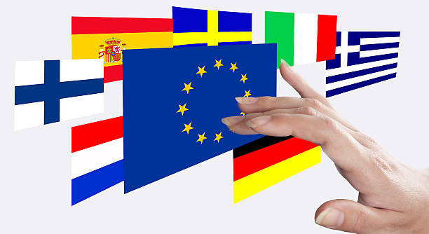 istock Direction fingers on the EU flag 479590586