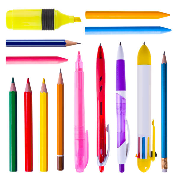 istock Collection of writing tools isolated on white - stationery icons 479591251