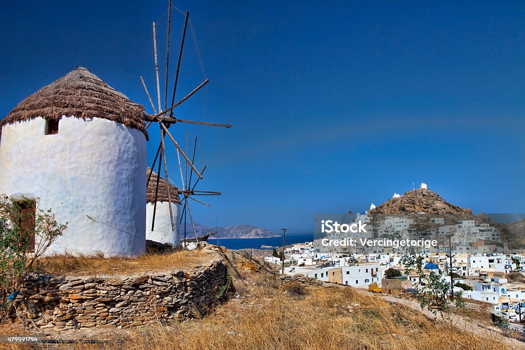 windmills of Ios island (Greece) Greece Stock Photo