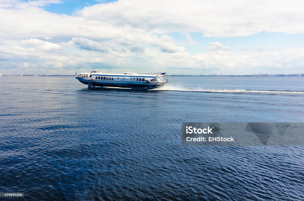 Peterhof Ferry Hydrofoil passenger ferry from Saint Petersburg to Peterhof Summer Palace. Hydrofoil Stock Photo