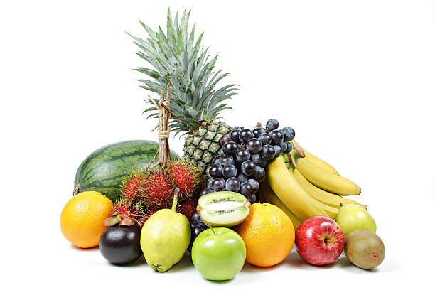 istock Fresh various fruits on isolated white background. 479594336