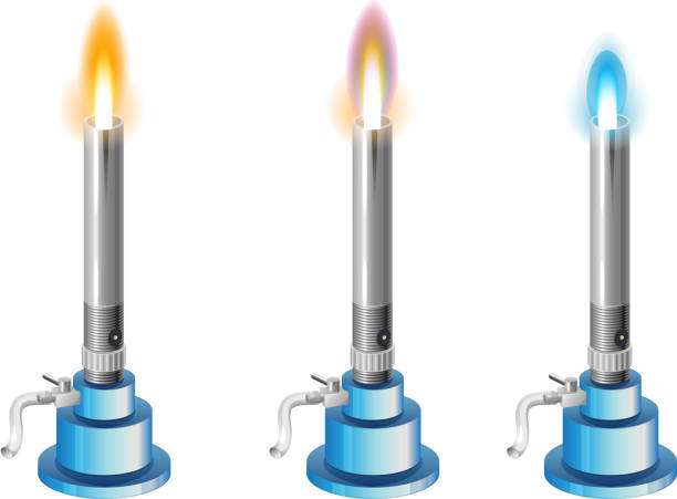 化学装置-ブンセン灯、異なるタイプの炎 - burner点のイラスト素材／クリップアート素材／マンガ素材／アイコン素材