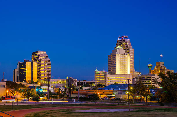 istock San Antonio skyline at dusk with sunset reflection 479599264