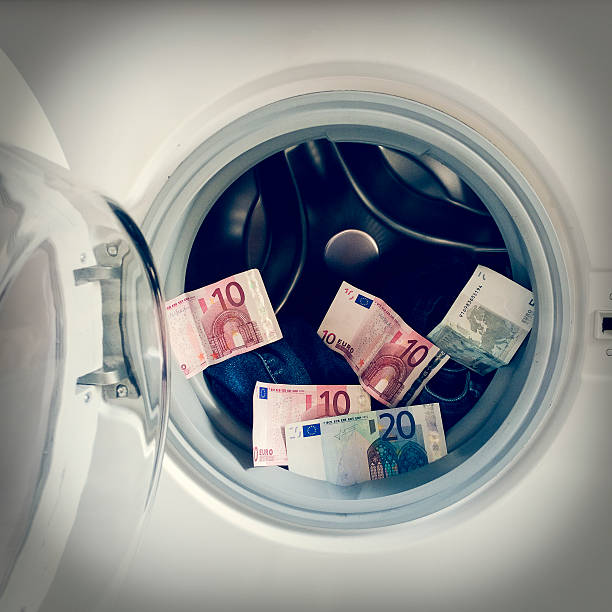 money laundering with retro effects stock photo