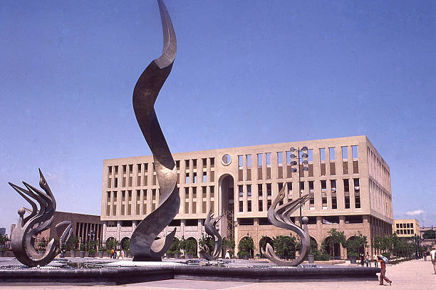 Sculptures on the central plaza and government buildings Guadalajara Mexico stock photo
