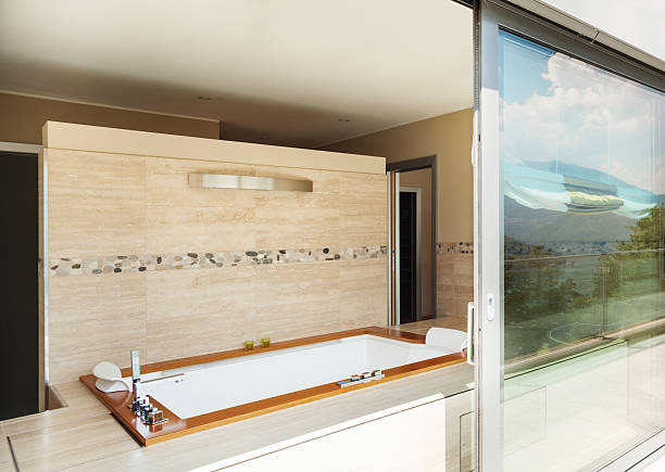 istock bathroom with hot tub from the terrace 479603500