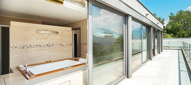 istock bathroom with hot tub from the terrace 479603504