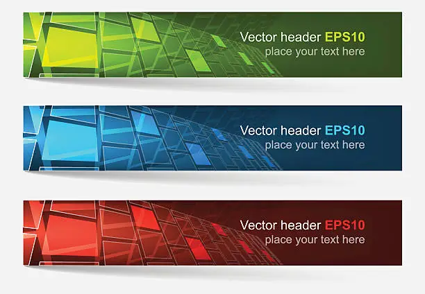 Vector illustration of Set of colorful vector headers and banners