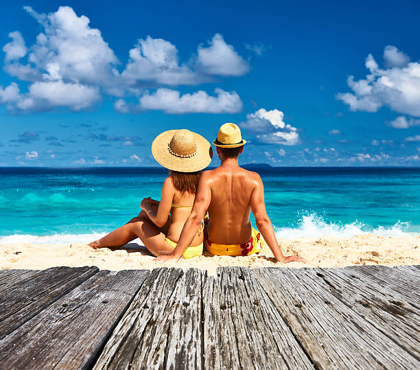 istock Couple on a beach at Seychelles 479607552