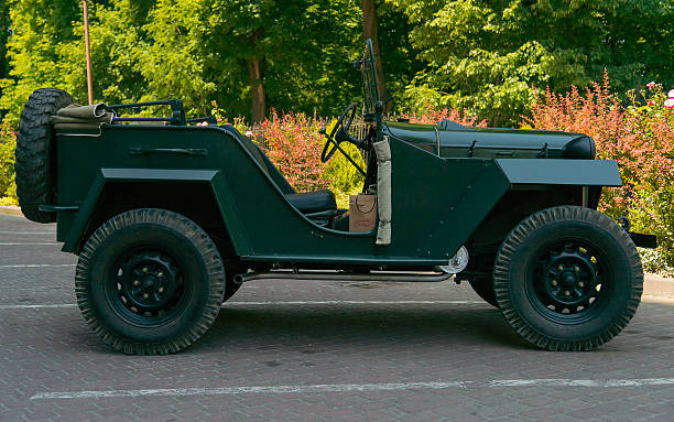 Old retro car GAZ- 67 Lviv, Ukraine - June 12, 2015:Old retro car GAZ - 67 exhibited for participation in festival Leopolis grand prix 2015, Ukraine. jeep 4x4 off road vehicle world war ii stock pictures, royalty-free photos & images
