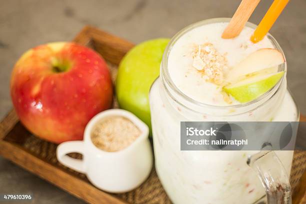 Apple Smooties In Glass Jar Stock Photo - Download Image Now - 2015, Breakfast, Cocktail