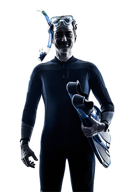 istock man Snorkelers Snorkeling silhouette isolated 479612582