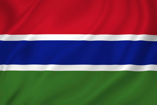 Gambia national flag background texture.