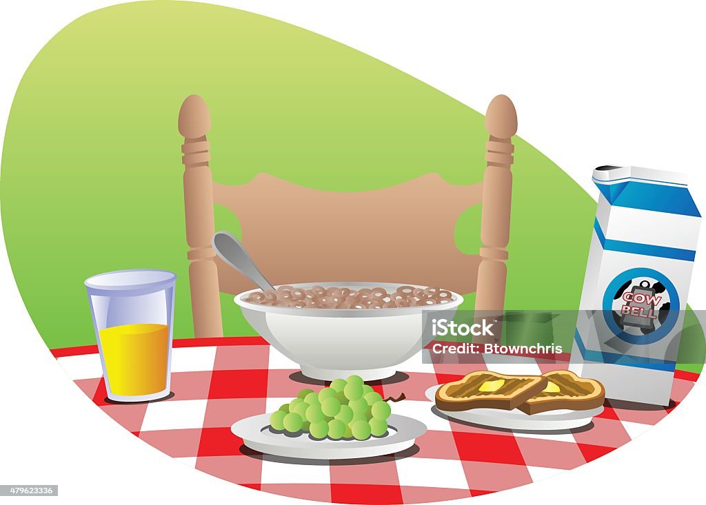 Mesa de desayuno - arte vectorial de Cereal de desayuno libre de derechos