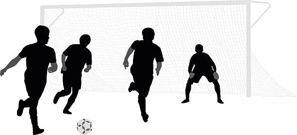 ilustraciones, imágenes clip art, dibujos animados e iconos de stock de organiza partido de fútbol - soccer child silhouette sport