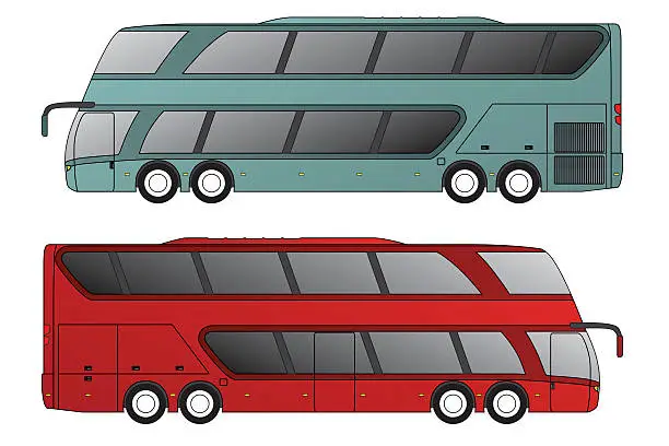 Vector illustration of Double decker bus with double axle in front and rear