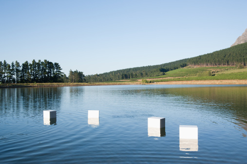 A metal dock at Cranberry Lake in Deception Pass State Park in Washington State.