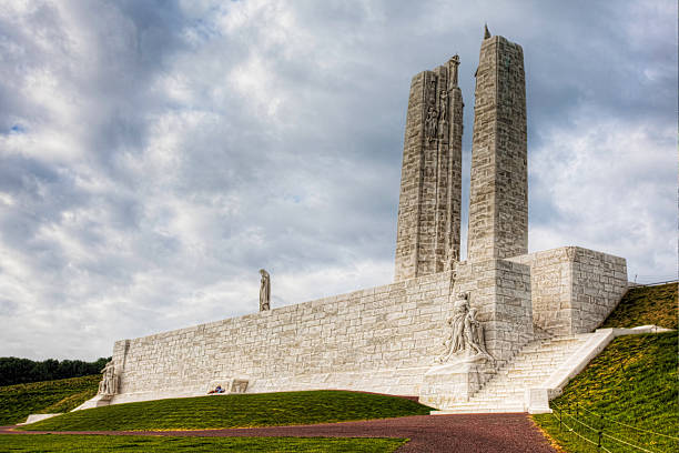 The powerful Vimy Ridge Memorial Vimy, France - May 11, 2011: The powerful Vimy Ridge Memorial in France. A memorial which recognizes Canadian troops from World War 1 vimy memorial stock pictures, royalty-free photos & images