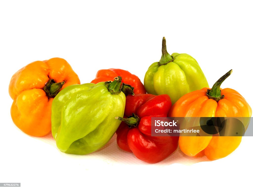 Selection of Colorful Hot Spicy Scotch Bonnet Chillies - Royalty-free Bone Stok görsel
