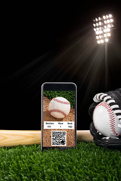 Smart Phone with online baseball tickets for a night game