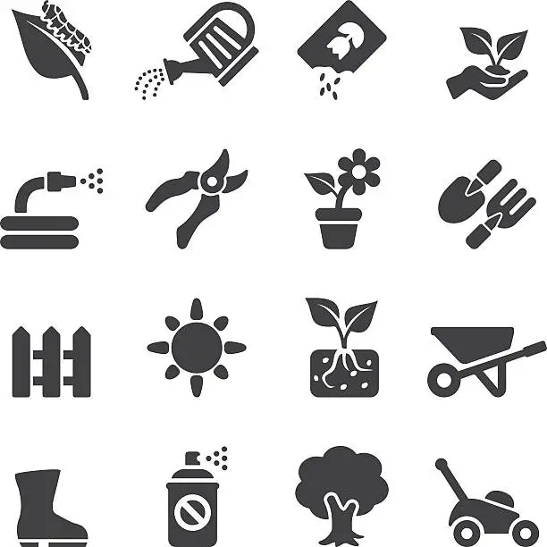 Vector illustration of Gardening Silhouette icons | EPS10