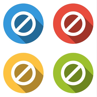 Ban Button Collection Of 4 Isolated Flat Colorful Buttons For Ban Stock ...