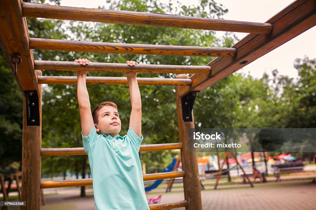 Boy on playground outside smiling Boy on playground outside smiling. 2015 Stock Photo