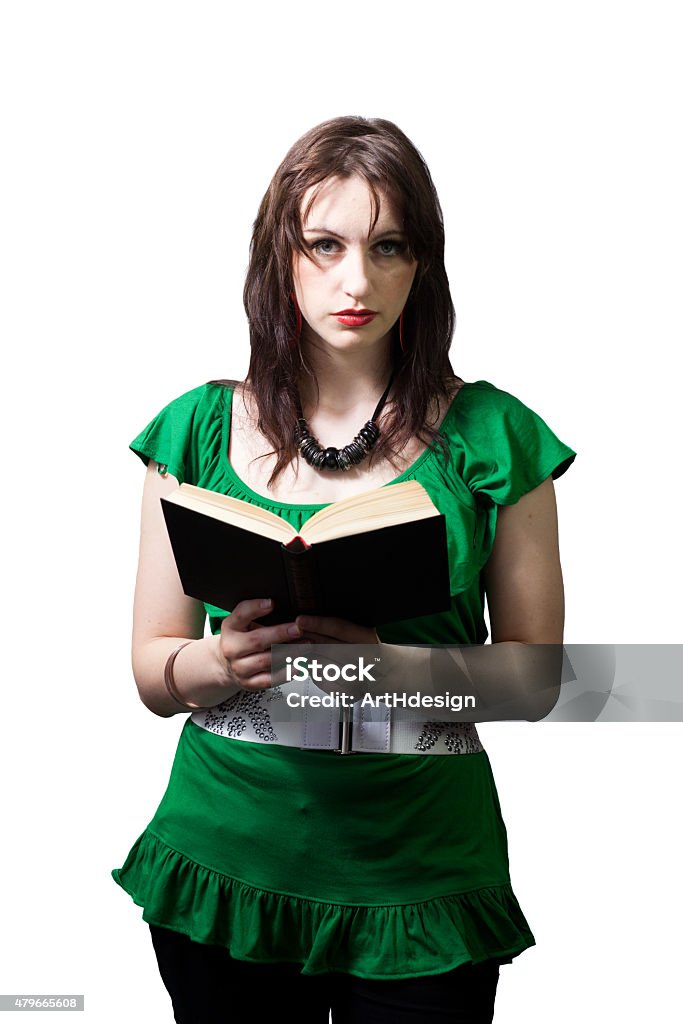 Reading a young woman with a Book are reading 2015 Stock Photo