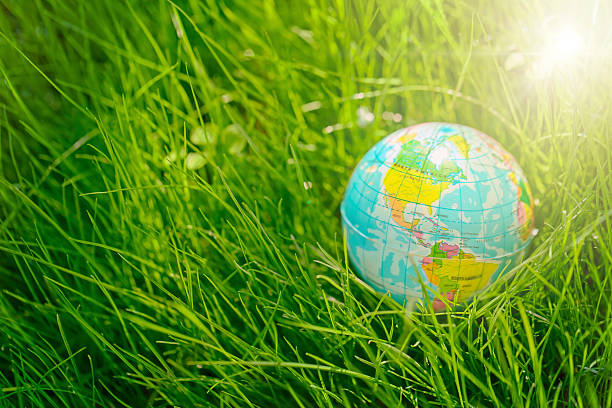 Globo en grass., concepto de Medio ambiente Día de la tierra - foto de stock