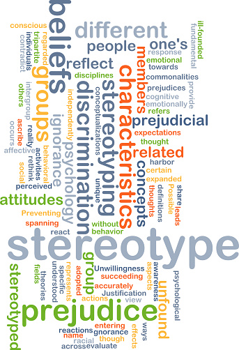Background concept wordcloud illustration of stereotype