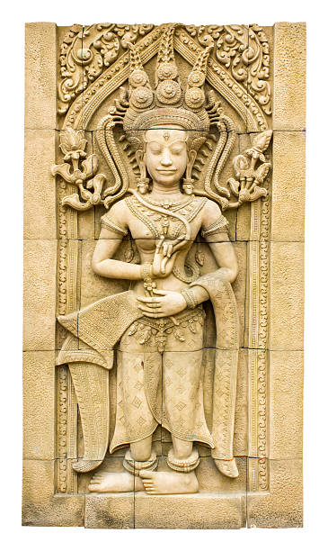 アプサラ天女の舞の彫刻の像の壁にはカンボジアのアート - 2015年の